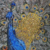 Diseño mural de mosaico de pavo real colorido