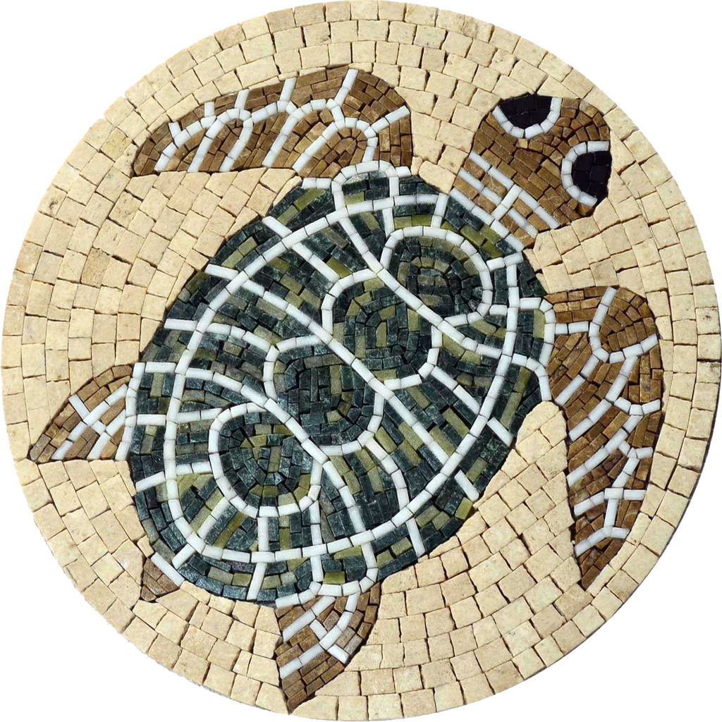 Pastellmedaillon-Mosaik - Schildkröte