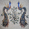 Peacock Mosaic - Blue Peafowls On Branch