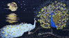 Obra de mosaico: pavos reales y la luz de la luna