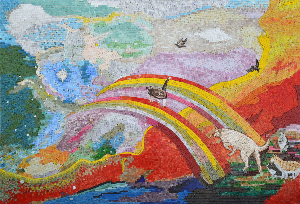 Fantasie-Mosaik-Kunst - die Regenbogenbrücke