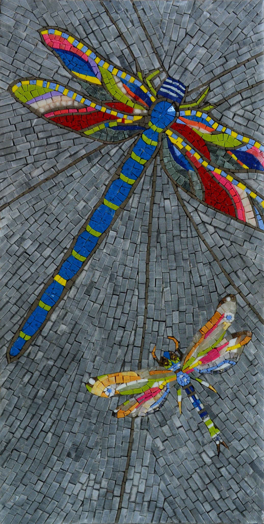 Dragonflies Art in Mosaic Marble