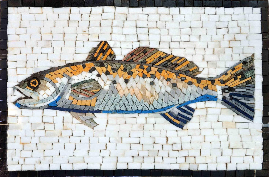 Arte em mosaico - tainha saltitante amarela