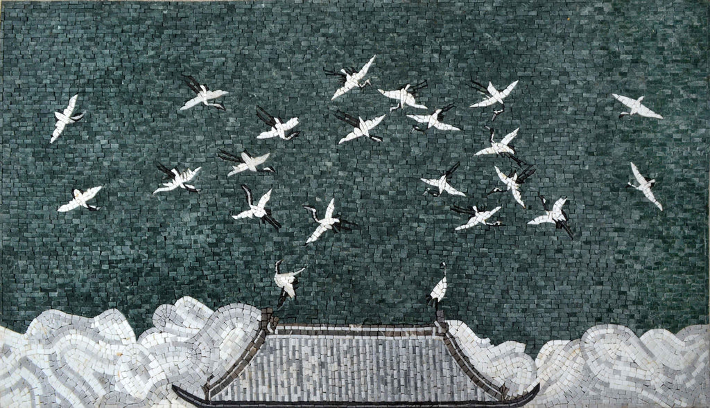 Arte de pared de mosaico - La vida secreta de las palomas