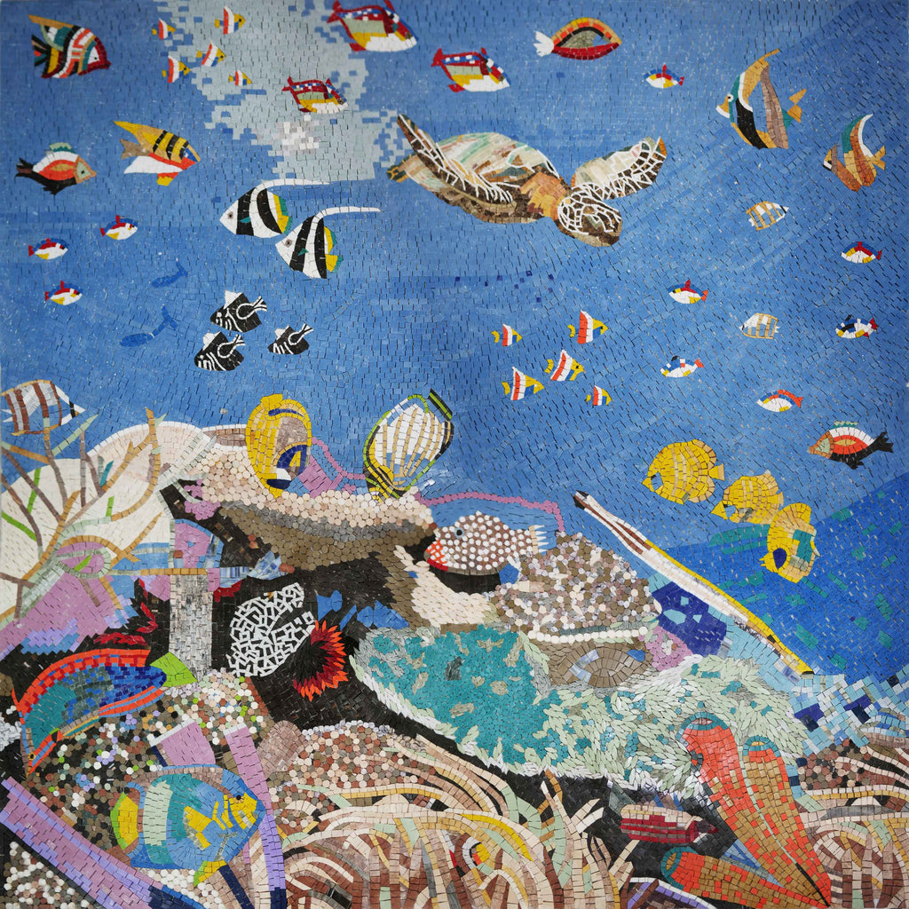Wabasso bajo el mar - Obra de mosaico | Vida marina y náutica | Mozaico