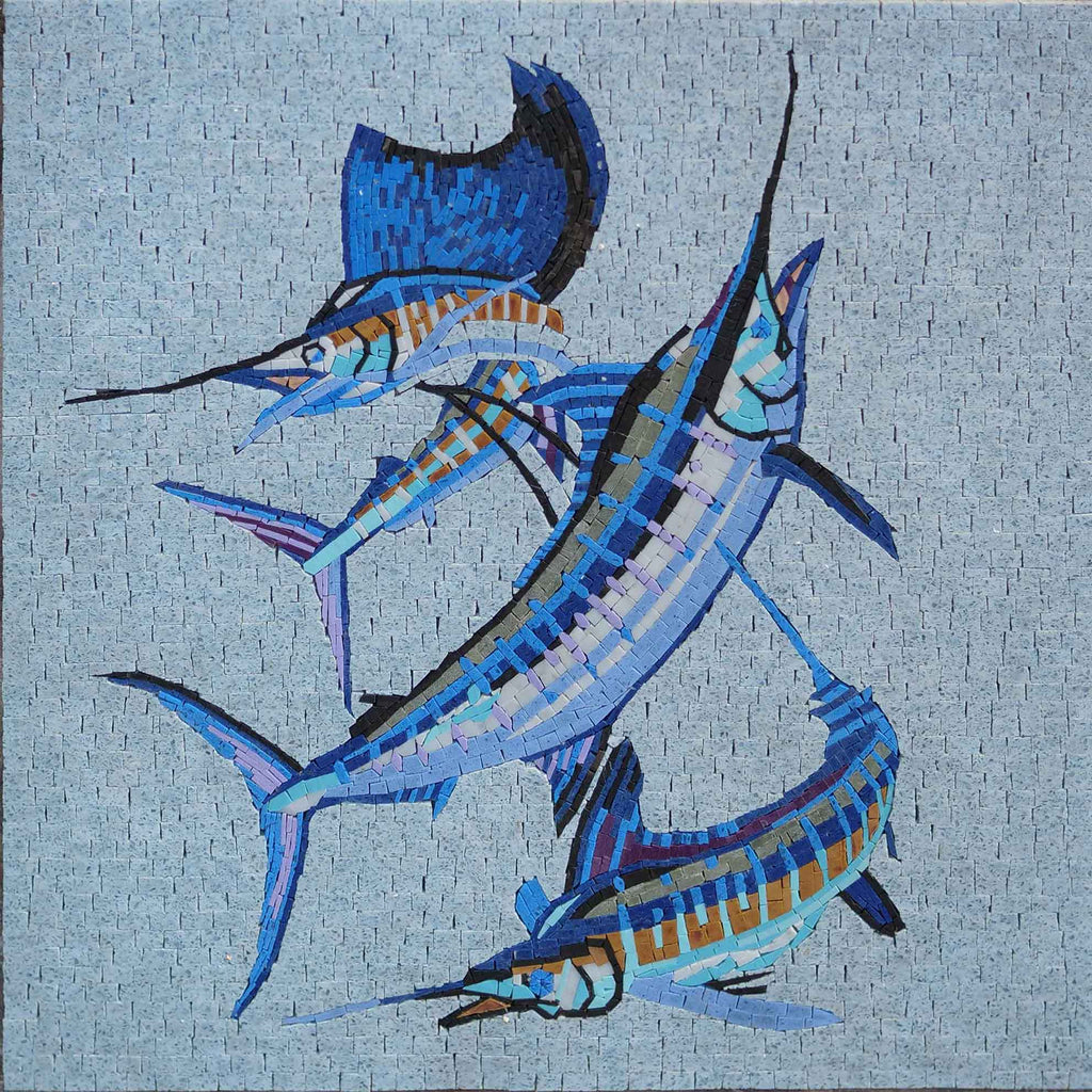 Swordfish Trio - Fish Mosaic Art