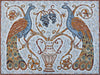 Mural Mosaico de Mármol - Pavo Real Jacobeo