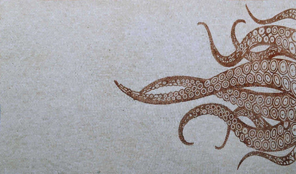 Enchanting Octopus Garden - Marble Mosaic Tentacles Art - Mesh Backing