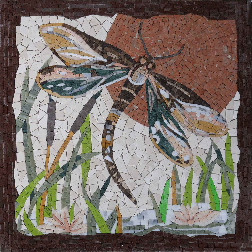 Arte de mosaico de mármol- libélula