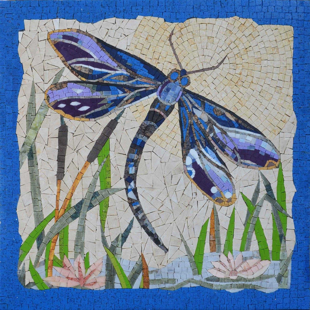 Tropical Dragonfly Mosaic Art
