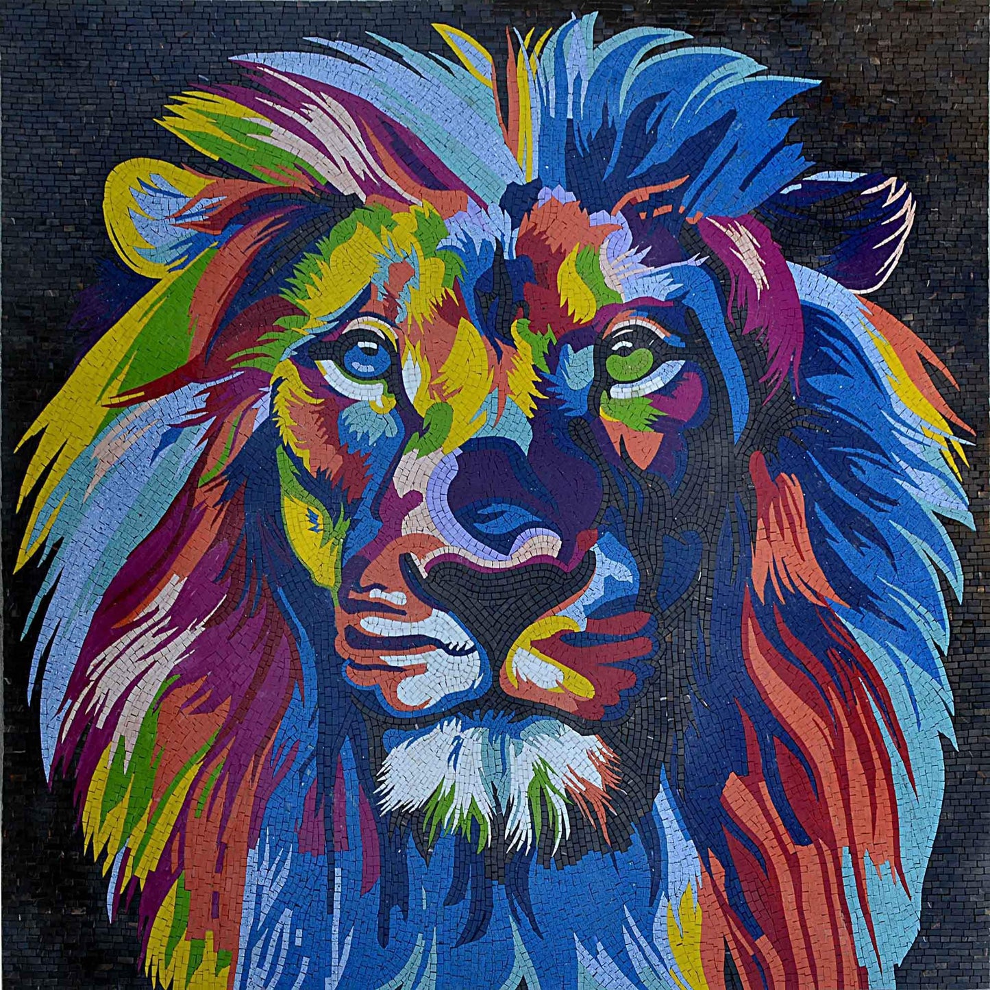 Carrelage mural 12'' x 16'' portrait de lion mosaïque art Carrelage mural 12'' x 16'' portrait de lion mosaïque art