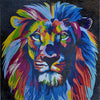 Retrato de león vibrante: arte mosaico moderno