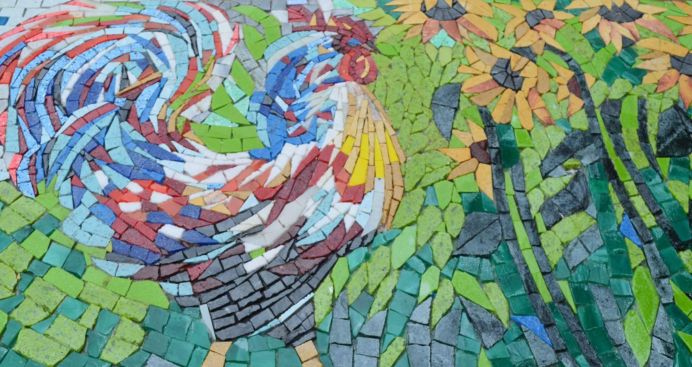 Mosaic Wall Art Rooster and Sunflowers Birds And Butterflies Mozaico