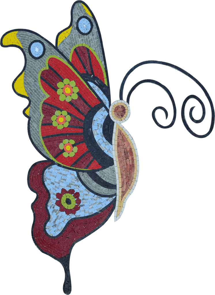 Obra de mosaico - Forma de mariposa