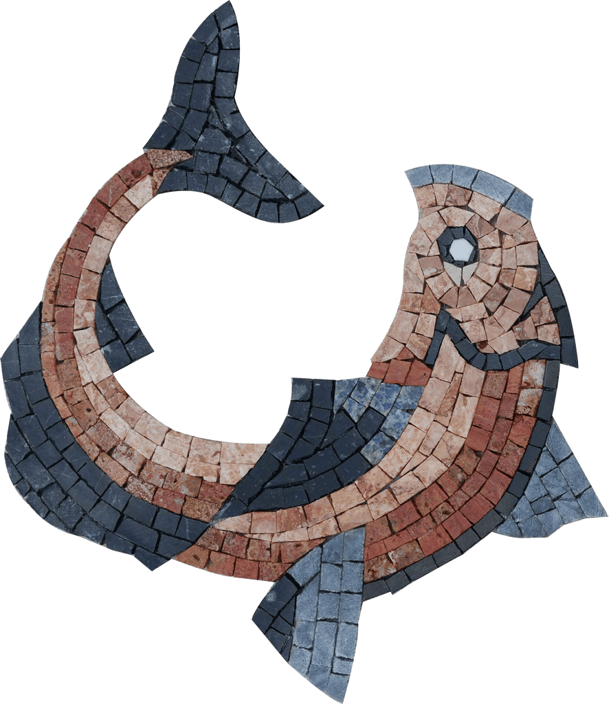Design de mosaico de peixe nadando III
