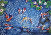 Peces koi nadando en el estanque - Arte mosaico