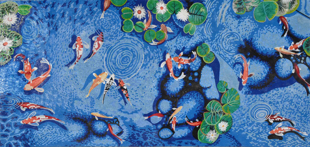 Koi Fish Pond - Arte del mosaico