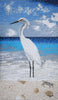 White Egret Reflecting - Arte del mosaico del lado del mar
