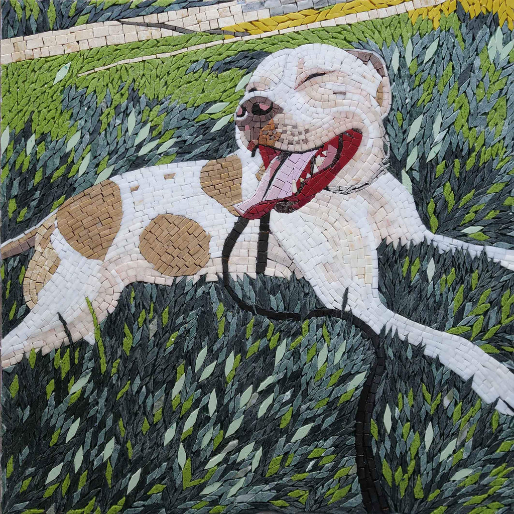 Arte de pared de mosaico personalizado de Pitbull sonriente