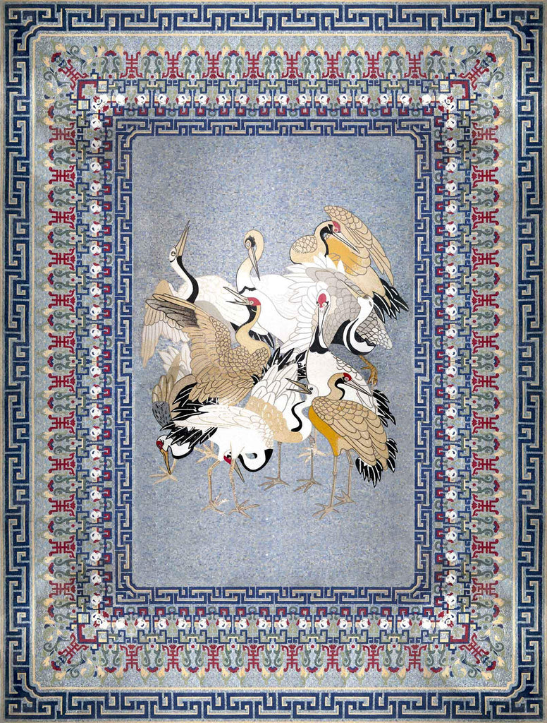 Tappeto in mosaico di marmo - Tappeto di uccelli | Uccelli E Farfalle | Mozaico
