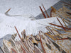 Obra de mosaico: pelícanos altísimos