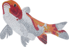 Arte em mosaico de peixes Koi nadando sozinho