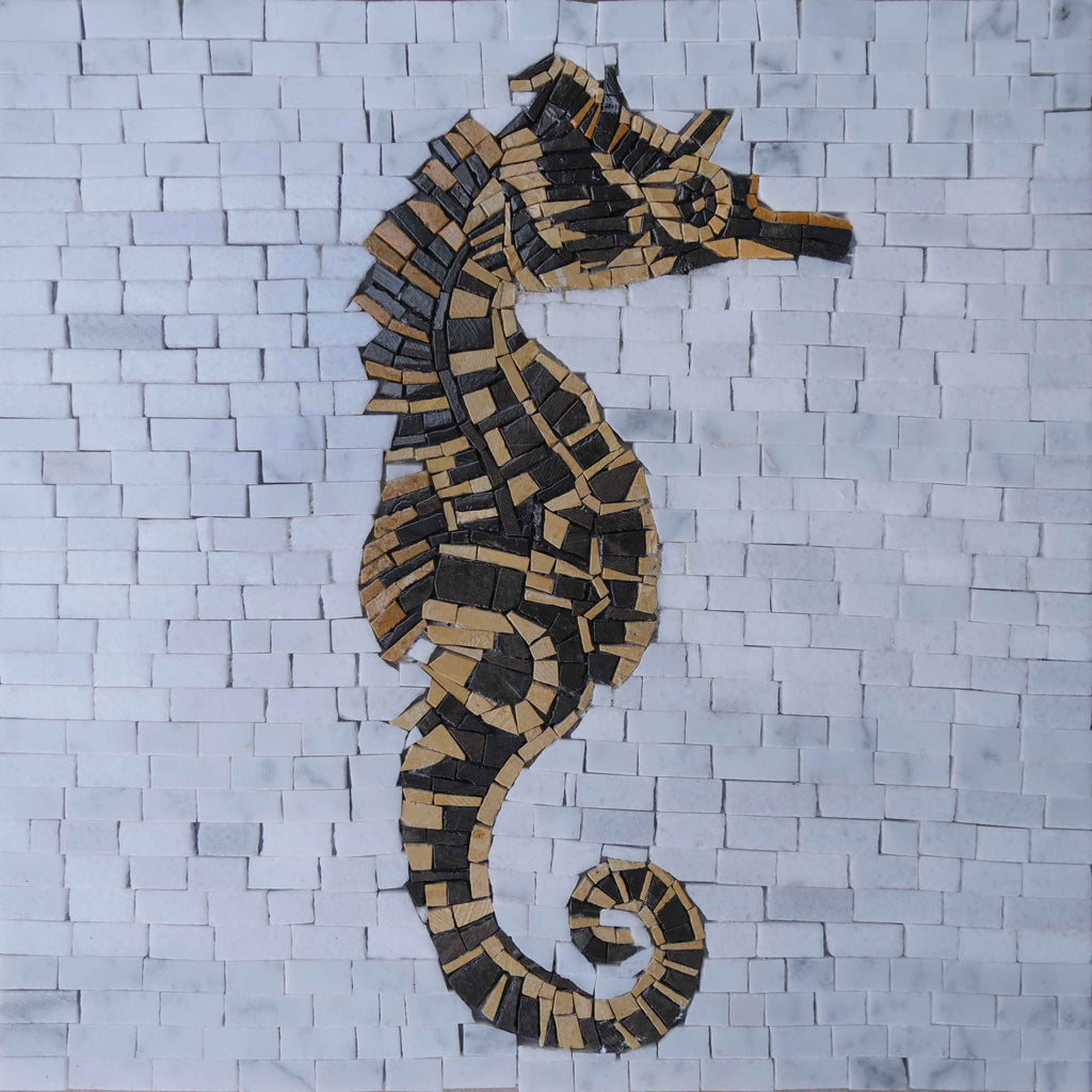 Minimal Seahorse Mosaic Artwork