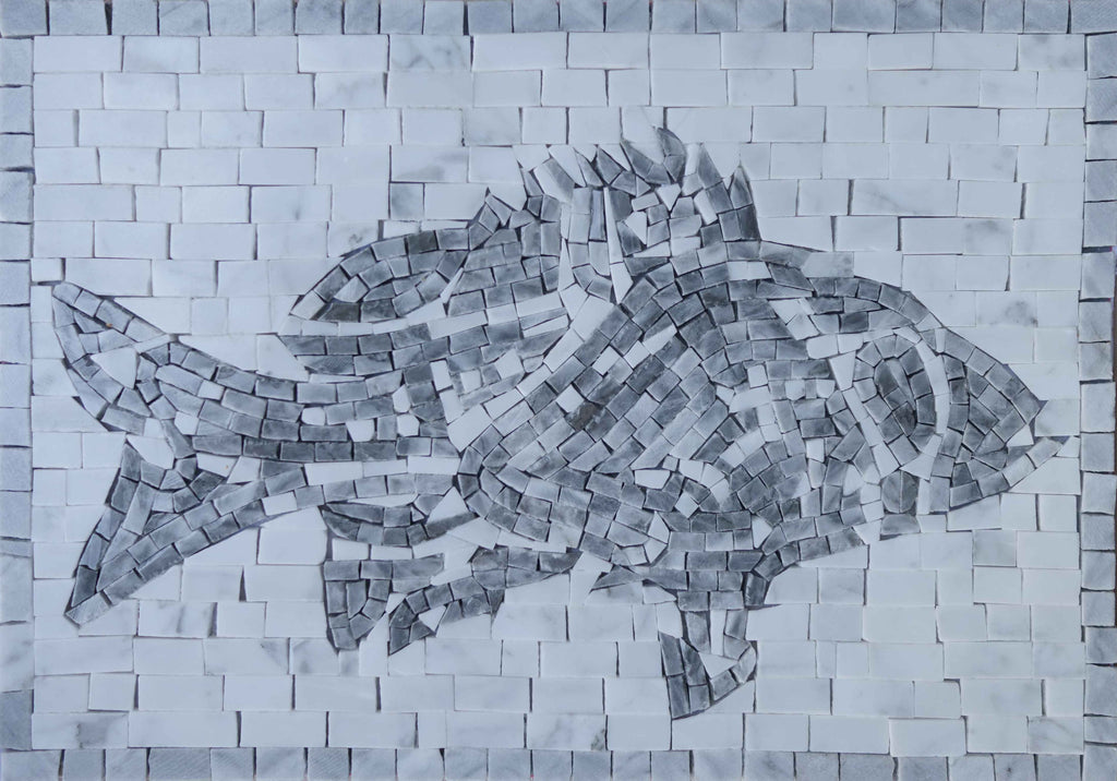 Arte em mosaico de peixe poleiro de bacamarte
