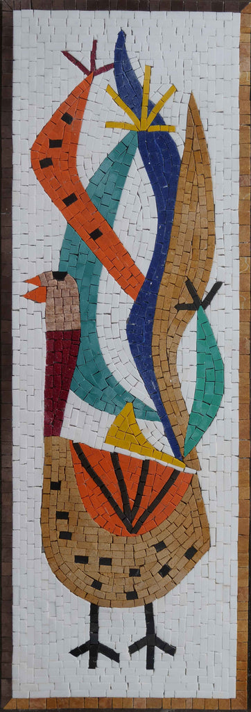 Mural de mosaico de pavão abstrato colorido