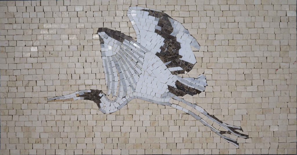 Airone bianco - Arte del mosaico