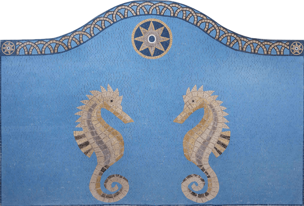 Duo Seahorses Mosaic Art