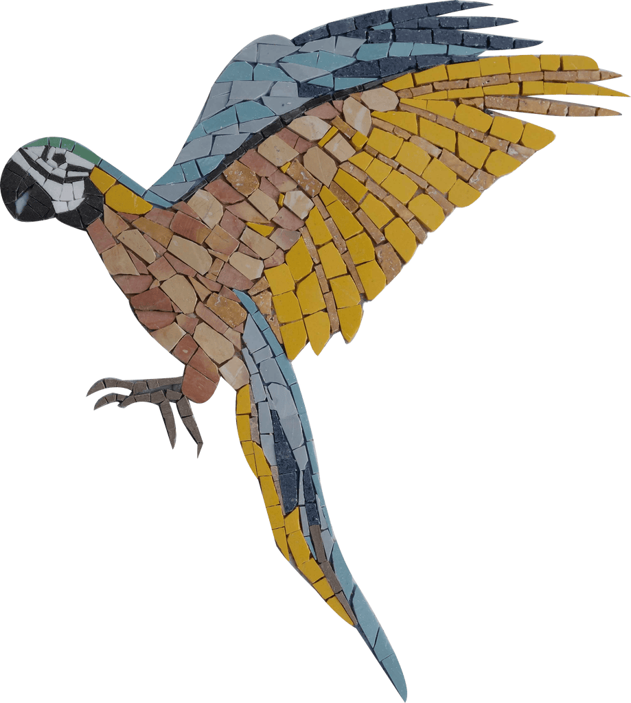 Landing Macaw Parrot Arte em mosaico