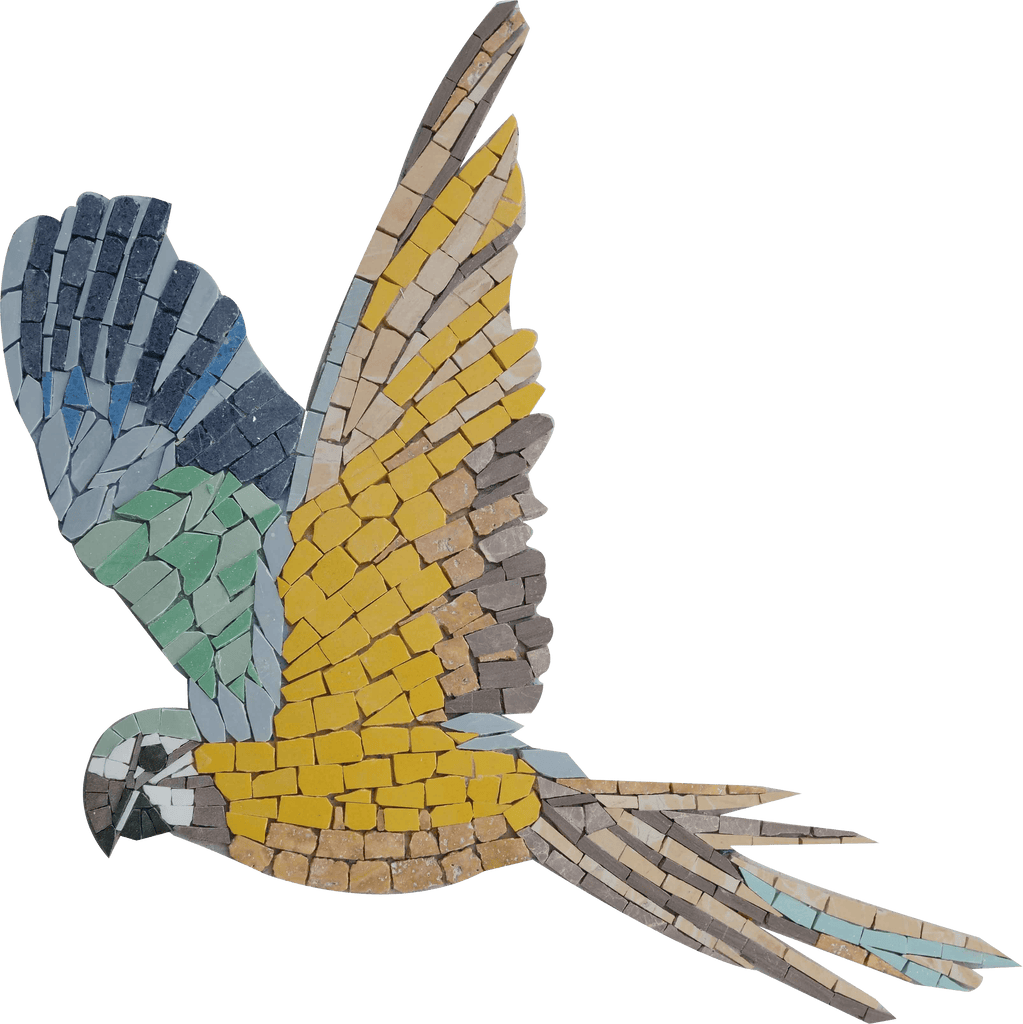 Arte de mosaico de loro guacamayo volador