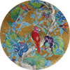 Medaglione in mosaico di vetro con pappagallo