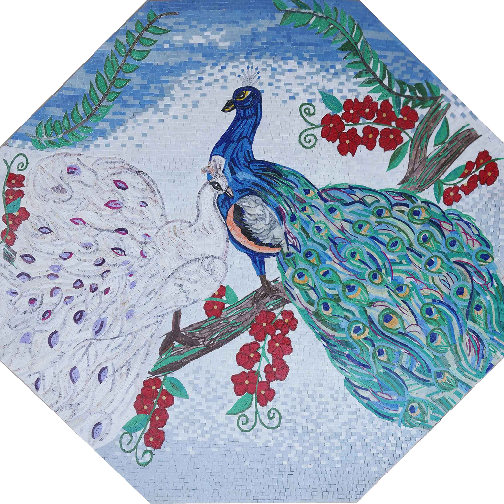 Pareja de pavo real - Diseño de mosaico