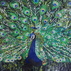 Arte em mosaico de pavão esmeralda