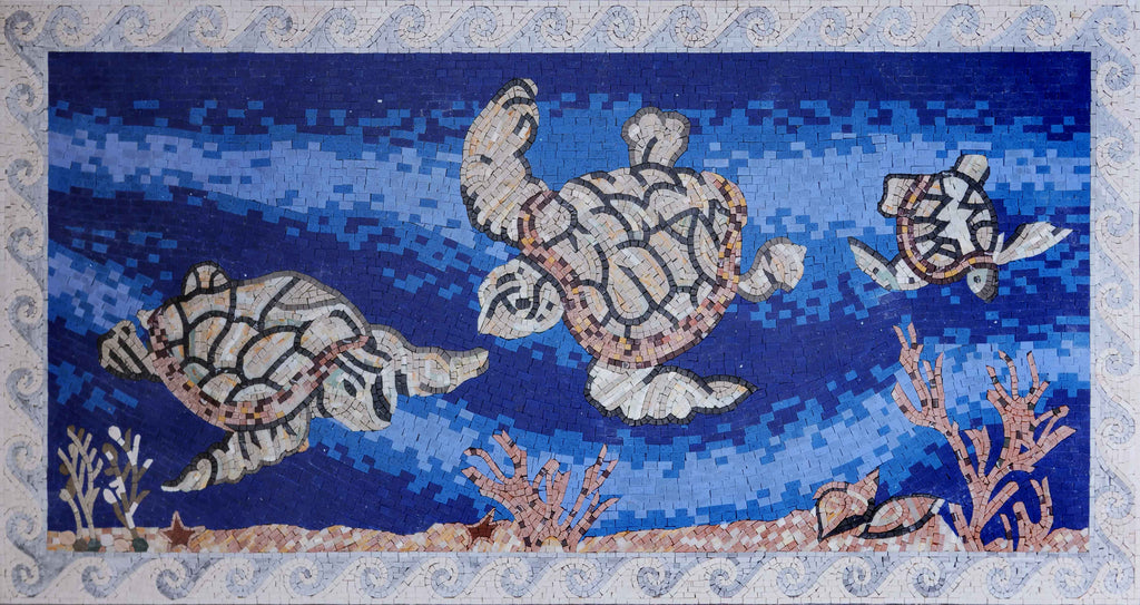 Swimming turtles - Mosaic Art
