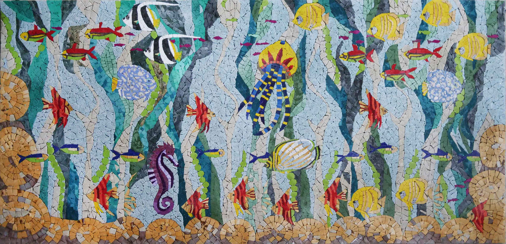 Unterwasser-Mosaik-Hintergrund – handgefertigte Kunst