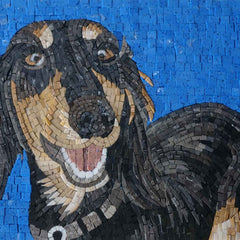 Dachshund Dog Portrait - Custom Mosaic Pet Art - Mesh Backing