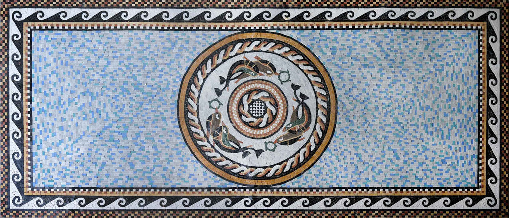 Patrón geométrico acuático - Arte de mosaico de mármol