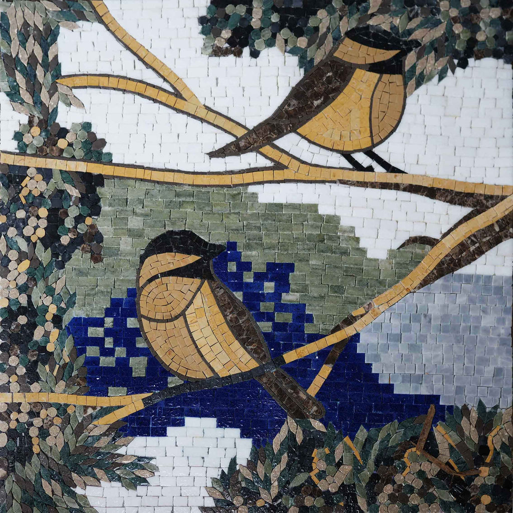 Dois pássaros - arte moderna em mosaico