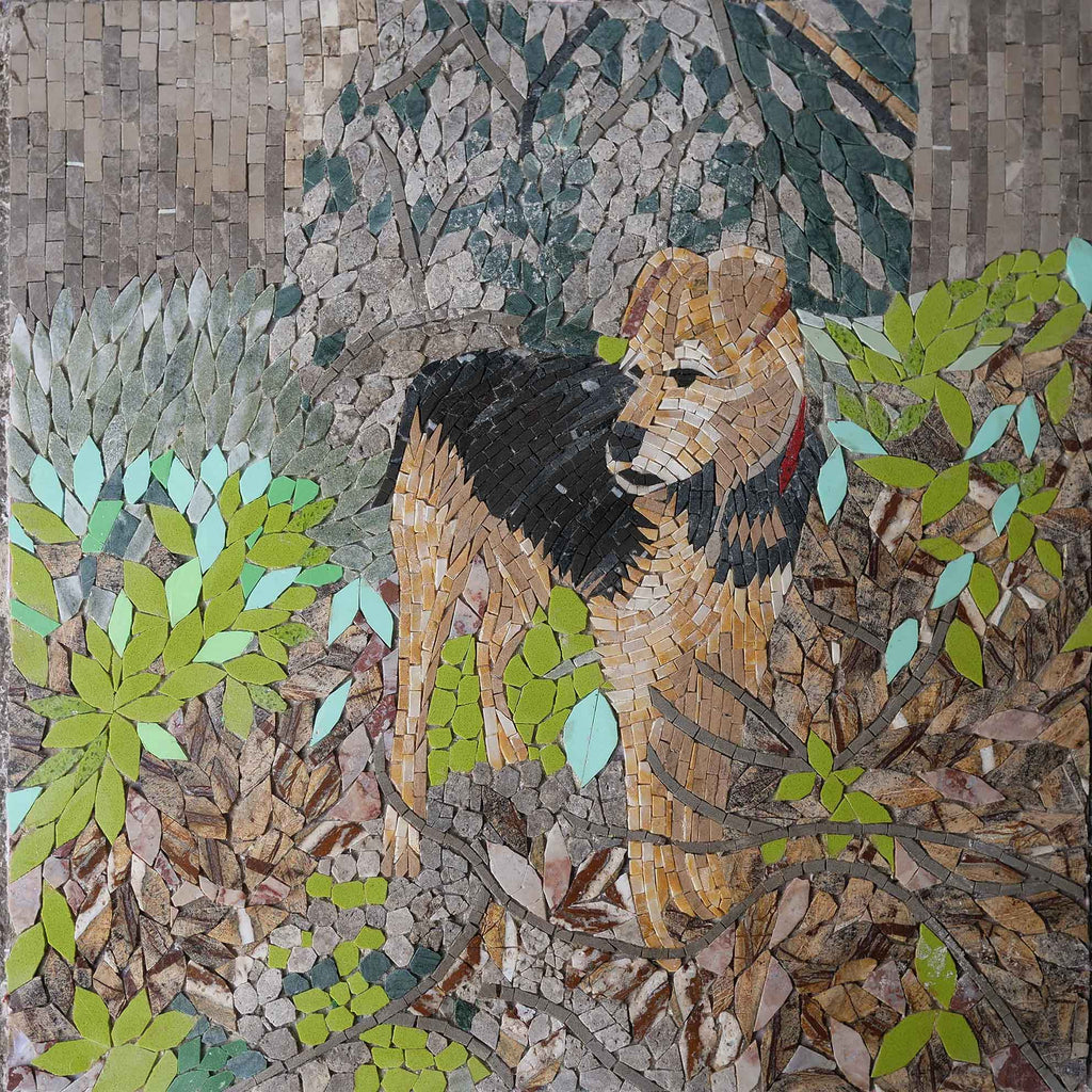 Mosaico de animales - Perro en el bosque