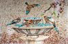 Pássaros junto à fonte - arte em mosaico
