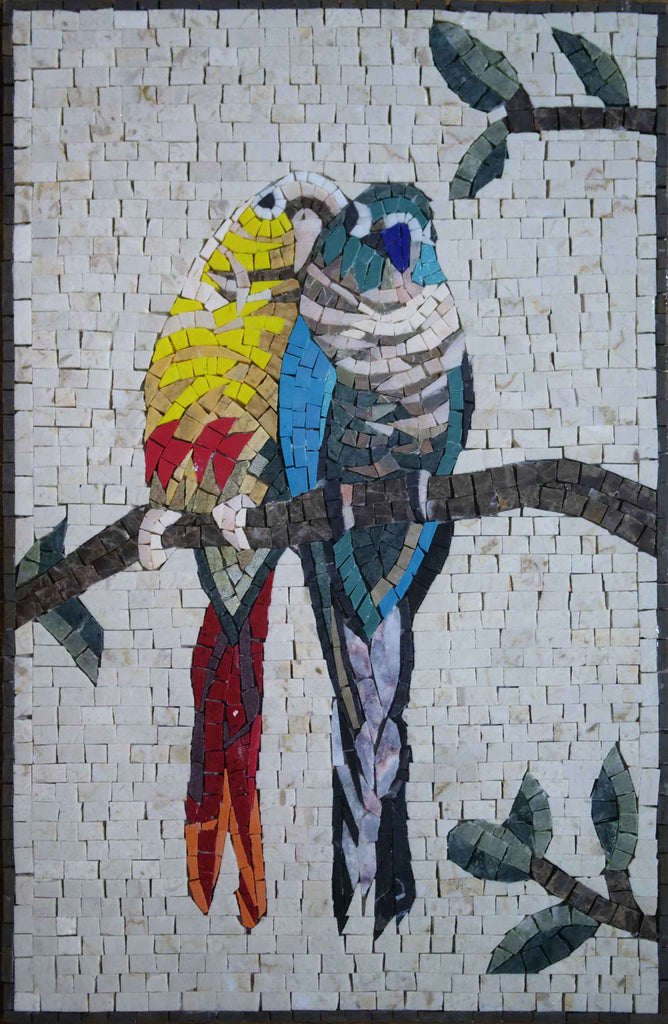 Loros enamorados - Obra de mosaico