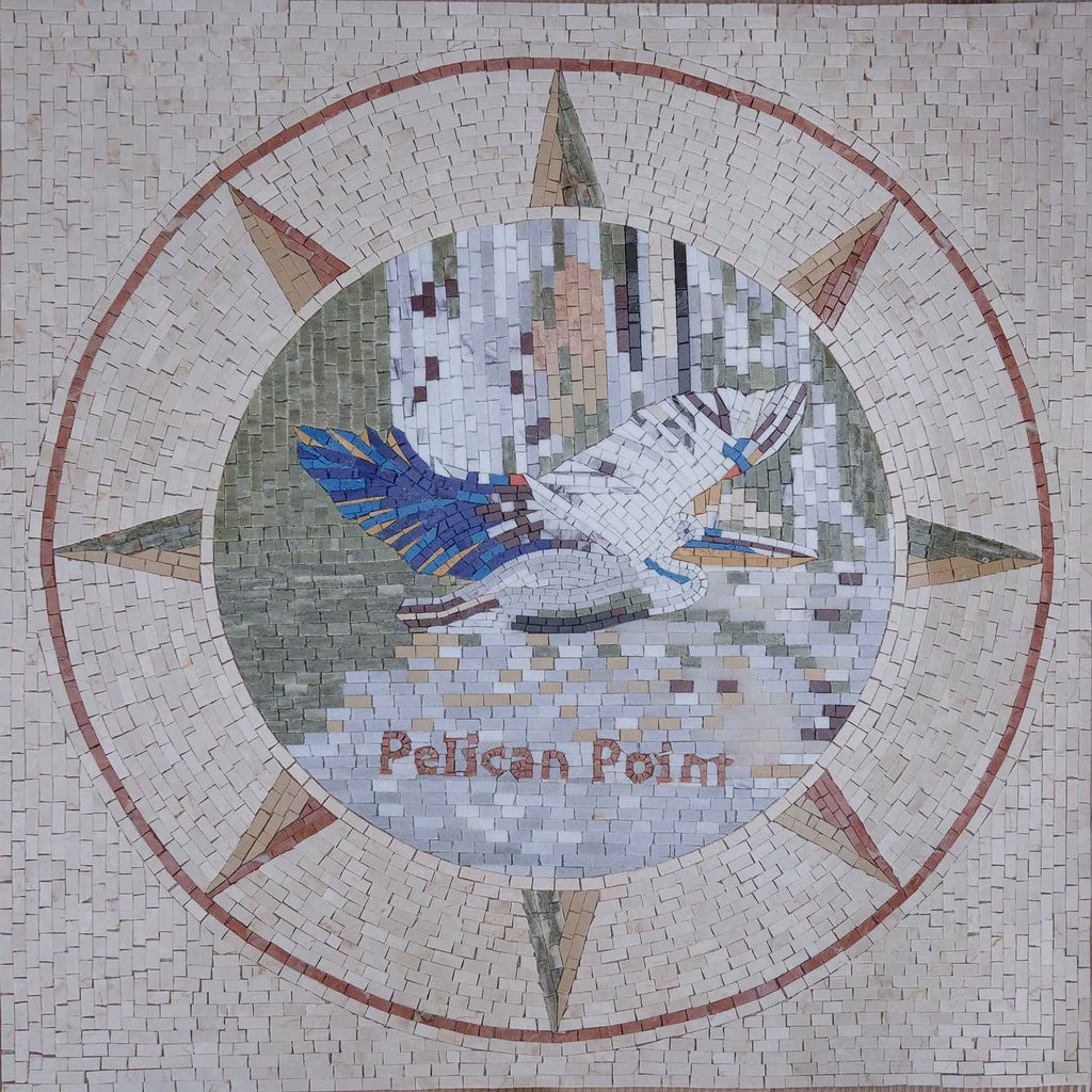 Pelican Point - Arte em mosaico de pássaros