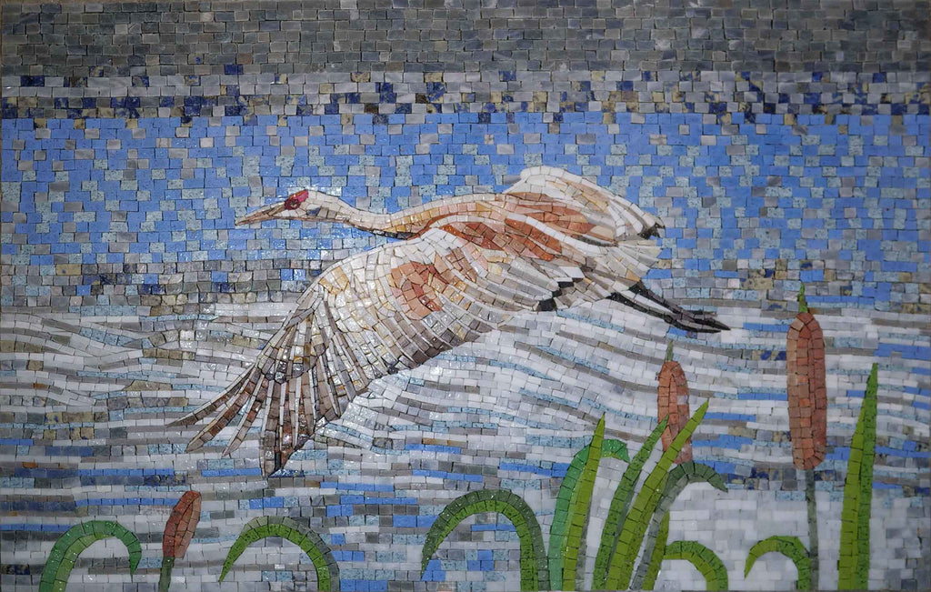 Bellissimo uccello Garzetta - Arte del mosaico