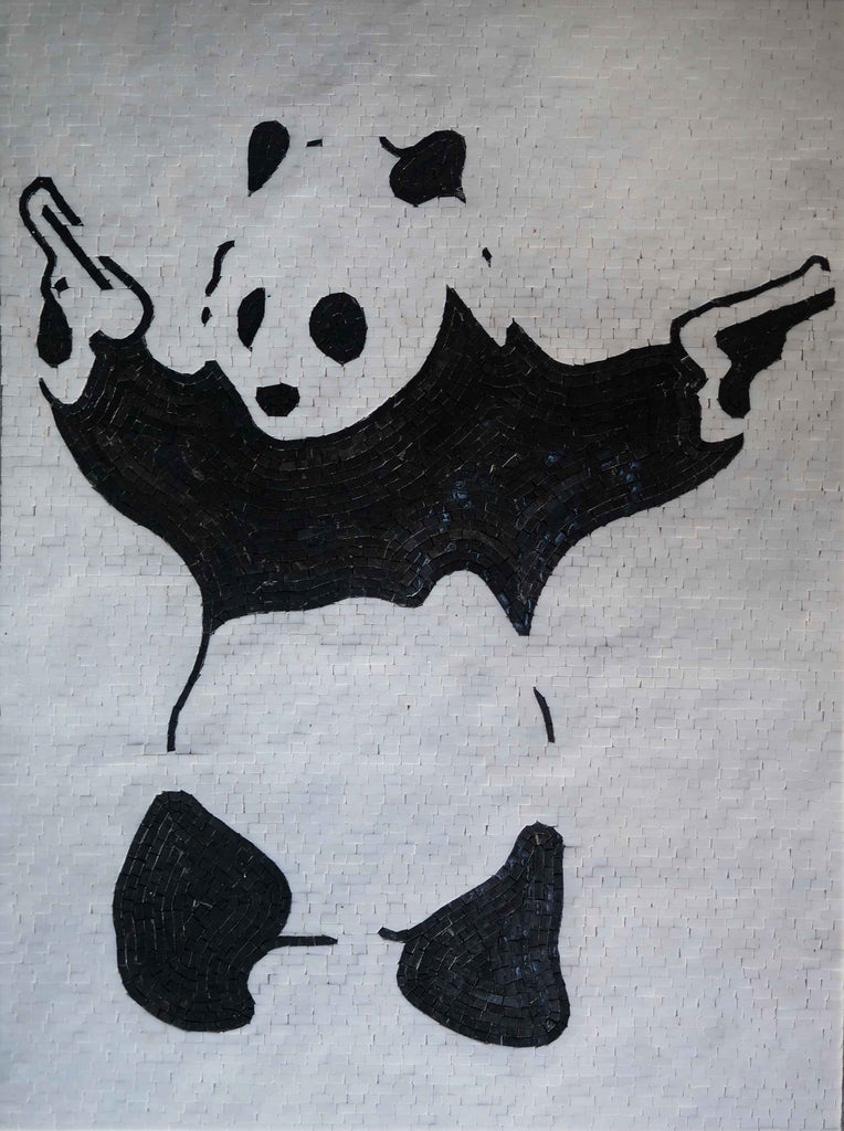 Gefährlicher Panda - Mosaik Wandkunst