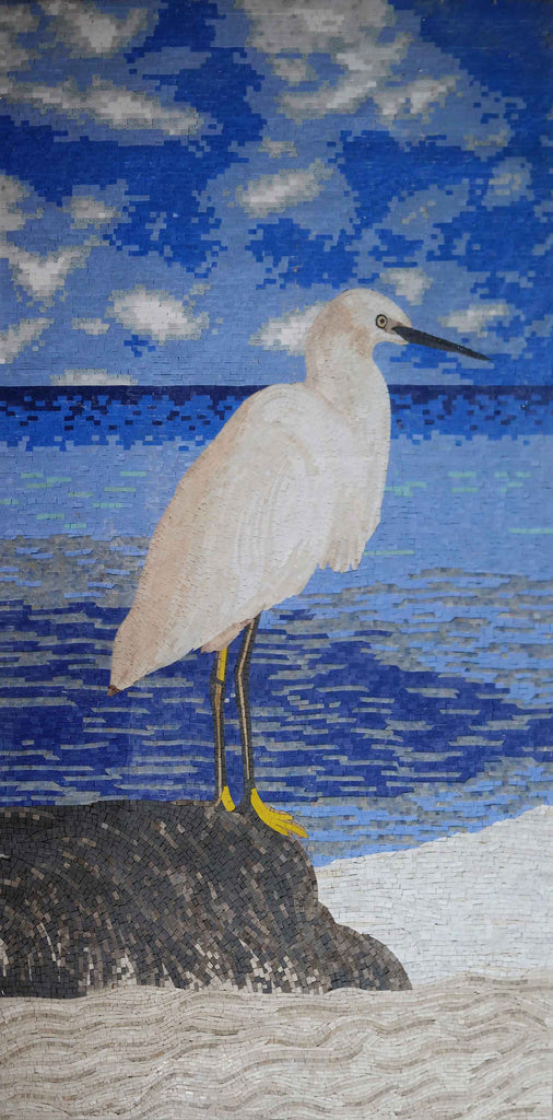 Custom Mosaic Art - Aquatic Egret Bird