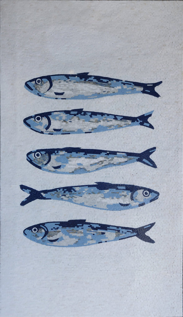 Conception de mosaïque - Les cinq poissons