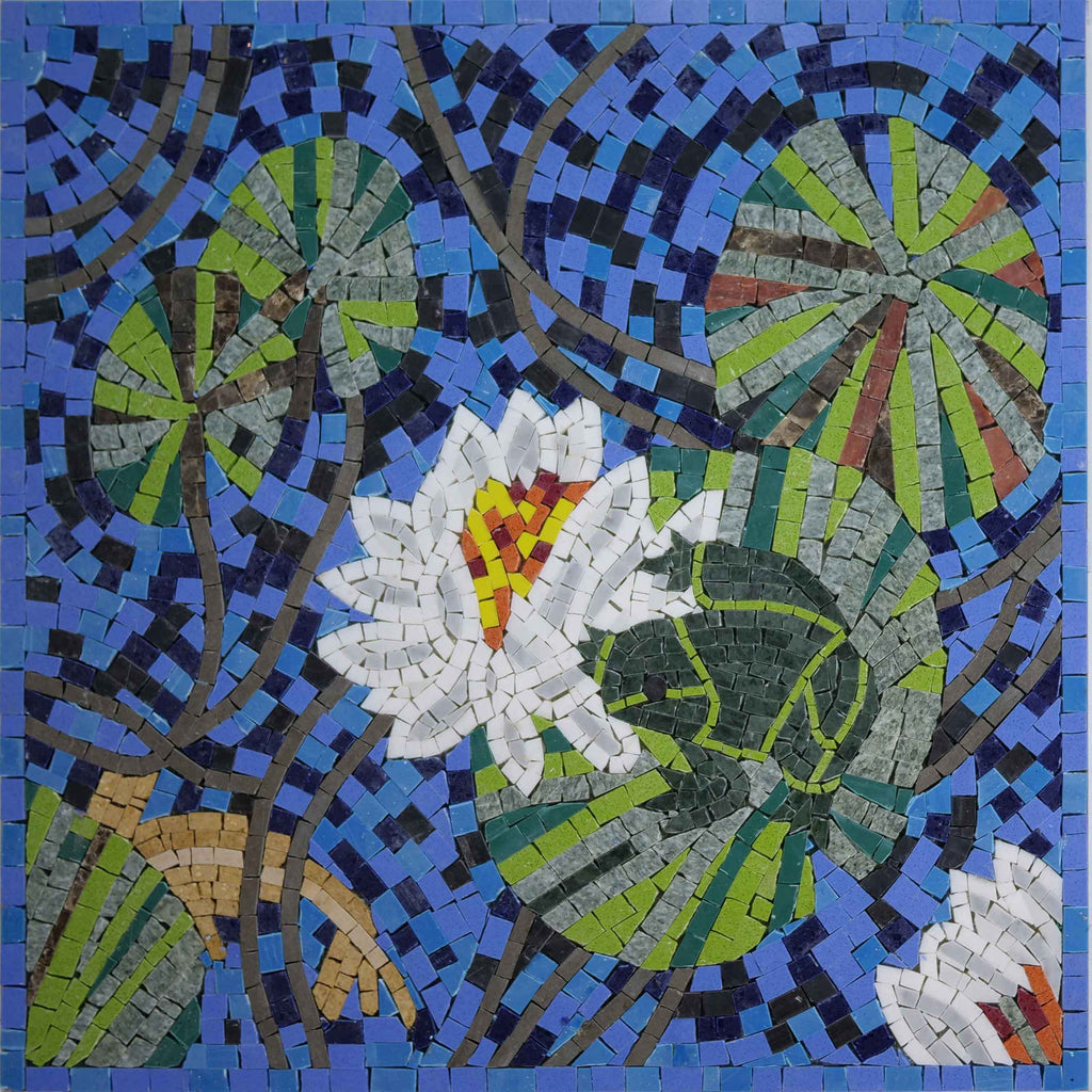 Arte em mosaico de nenúfares